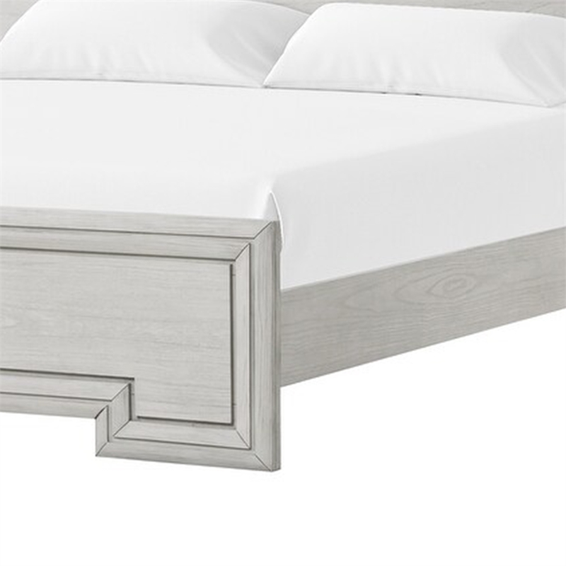 Basil queen Bed-Framed Headboard and Footboard-Rustic White Wood