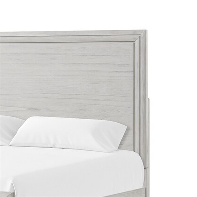 Basil queen Bed-Framed Headboard and Footboard-Rustic White Wood