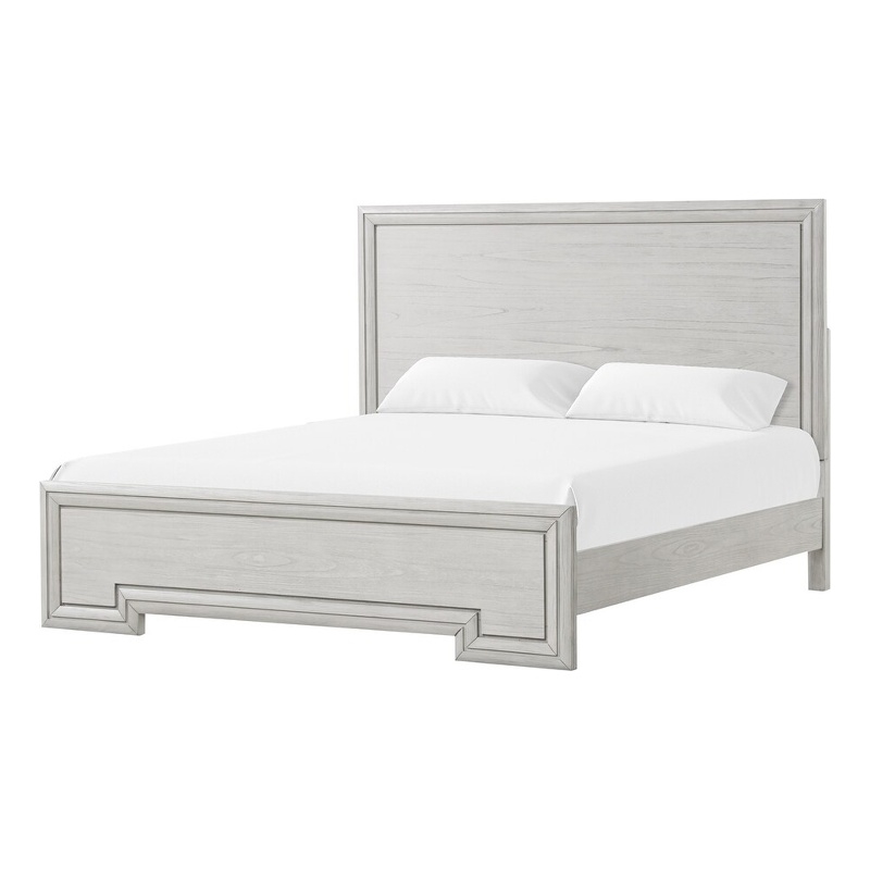 Basil queen Bed-Framed Headboard and Footboard-Rustic White Wood