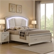 Sam California King Bed with LED-Storage-White Tufted Faux Leather