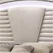 Sam California King Bed with LED-Storage-White Tufted Faux Leather
