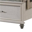 Sam California King Bed with LED-Storage-White Tufted Faux Leather