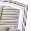 Sam California King Bed with LED-Storage-White Tufted Faux Leather