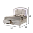 Sam Queen Bed with LED Lights-Storage-White Tufted Faux Leather