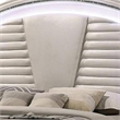 Sam Queen Bed with LED Lights-Storage-White Tufted Faux Leather
