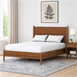 Roma Full Size Bed w Panel Headboard-Transitional Walnut Brown Solid Wood