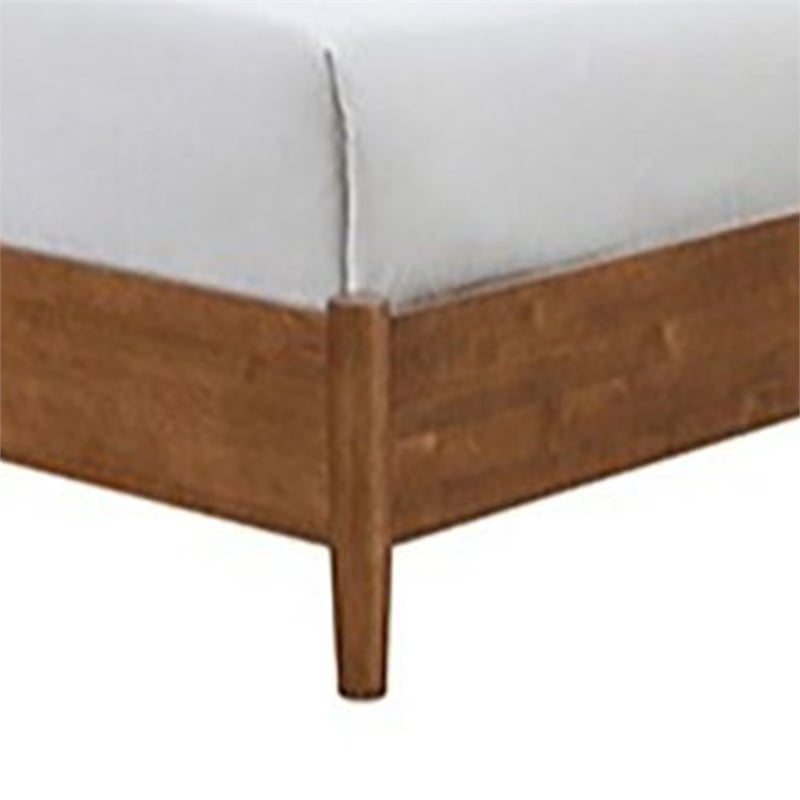 Carry King Size Bed w Beige Boucle Upholstered Headboard-Walnut Brown