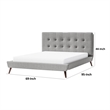 Levy Queen Size Bed-Button Tufted Headboard-Modern Gray Upholstery