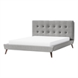 Levy Queen Size Bed-Button Tufted Headboard-Modern Gray Upholstery
