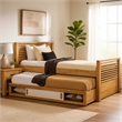 Dilu Full Size Captain Bed with Storage Trundle-Light Oak Brown