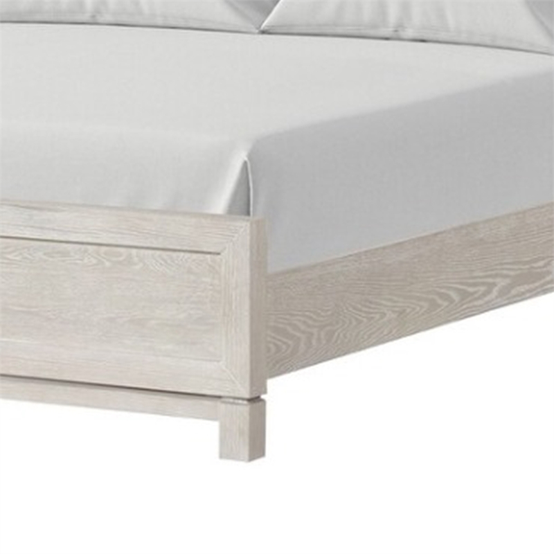 Loji Queen Size Bed w LED Headboard-Weathered Gray Solid Rubberwood