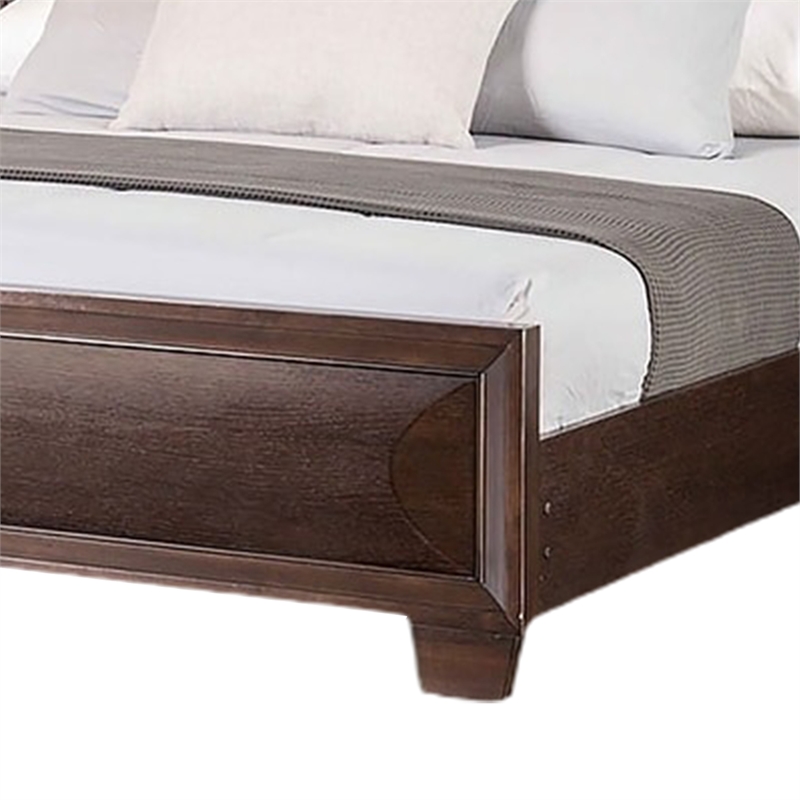 Nitz King Bed-Paneled Headboard with Beveled Fronts-Espresso Brown Wood