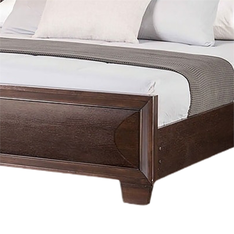 Nitz Queen Bed-Paneled Headboard with Beveled Fronts-Espresso Brown Wood