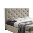 Sya King Size Bed w Button Tufted Upholstery-Underbed Storage-Beige