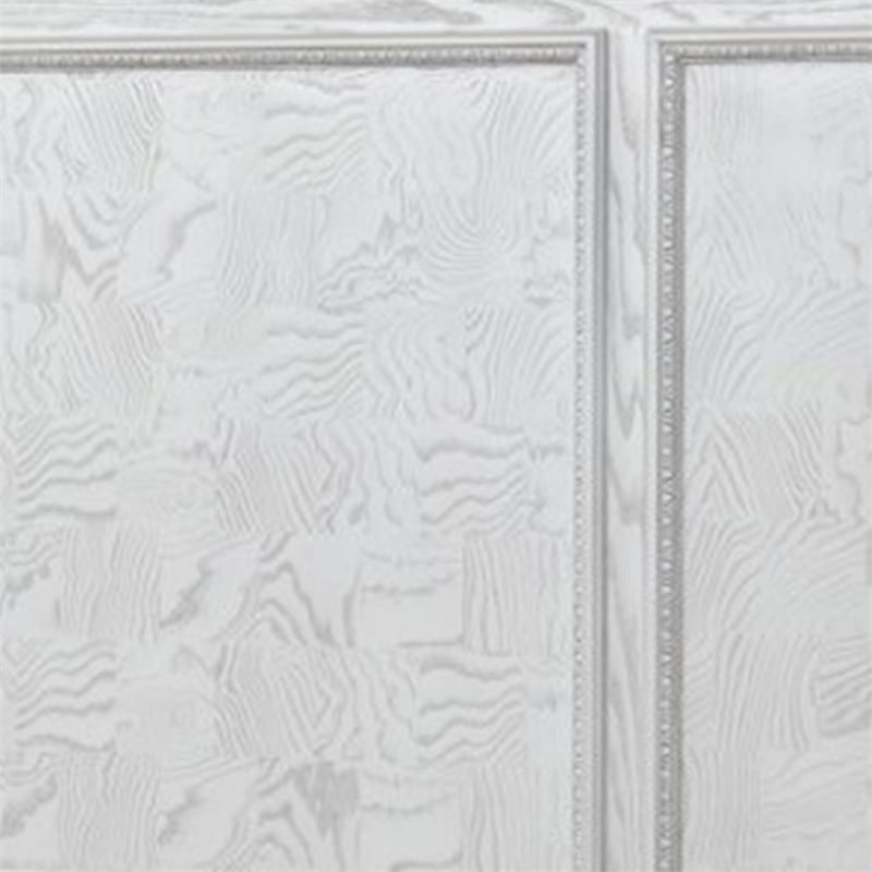 Miamy King Bed-Creamy White Wood-Panel Design-Silver Brushed Accents