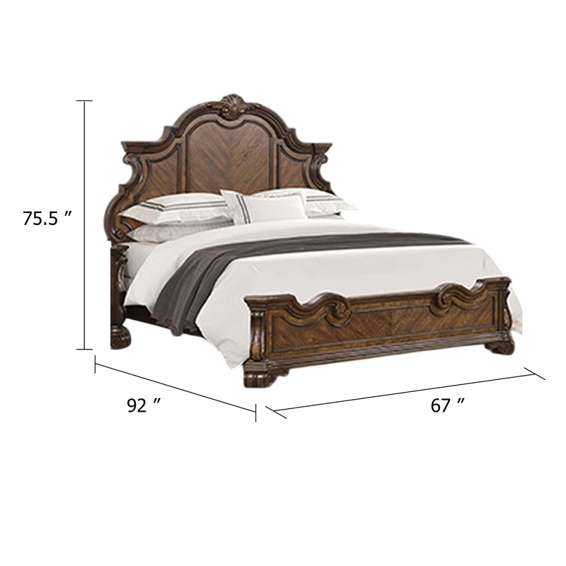 Leova Queen Bed-Bombay Headboard-Molding and Corbels-Dark Brown