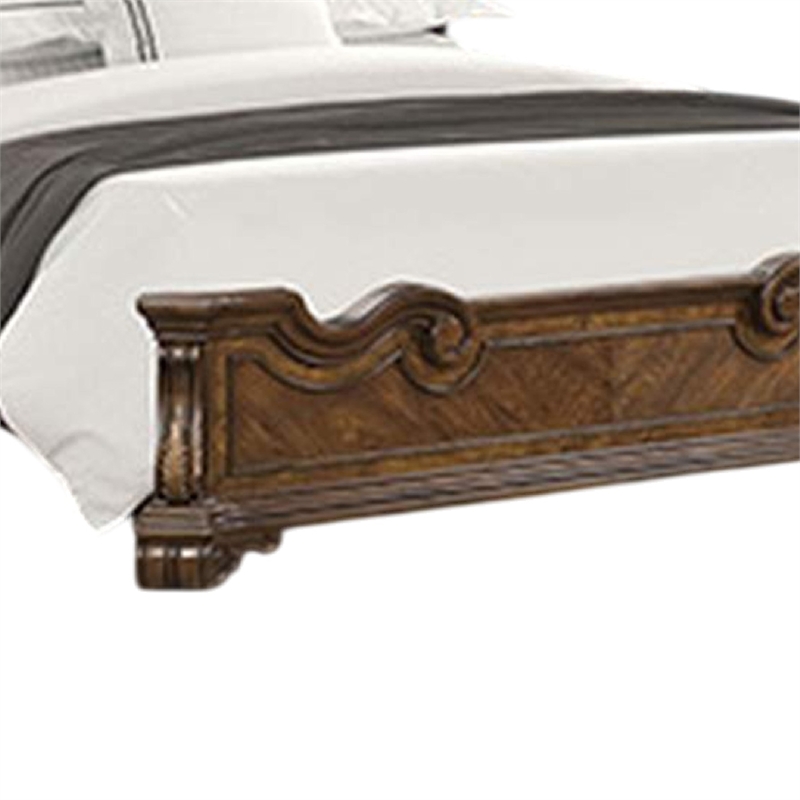 Leova Queen Bed-Bombay Headboard-Molding and Corbels-Dark Brown