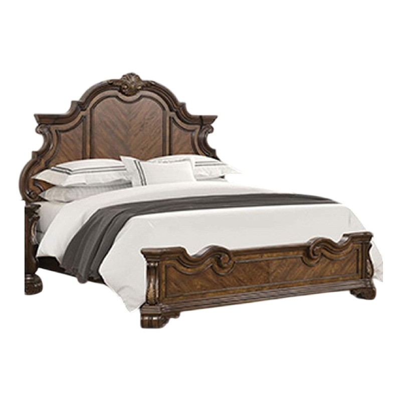 Leova Queen Bed-Bombay Headboard-Molding and Corbels-Dark Brown