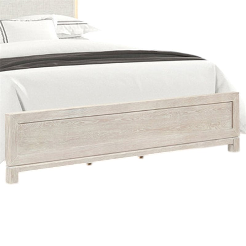 Loji King Bed-Upholstered Headboard with LED-Weathered Gray Wood