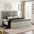 Alda King Bed-Upholstered Geometric Headboard-Light Gray Reeded Wood