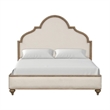 Lyla Queen Bed-Scalloped Ivory Upholstery-Rustic Oak Solid Wood