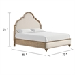 Lyla Queen Bed-Scalloped Ivory Upholstery-Rustic Oak Solid Wood