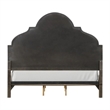 Lyla Queen Bed-Scalloped Ivory Upholstery-Rustic Oak Solid Wood