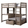 Cally Twin Loft Bed with Workstation Storage and Guardrails-Gray
