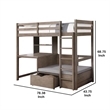 Cally Twin Loft Bed with Workstation Storage and Guardrails-Gray