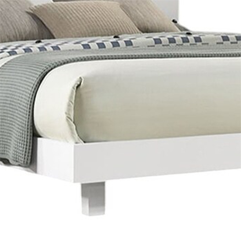 Yoki King Size Bed w Underbed LED-Acrylic Gold Trim-White Frame