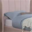 Pevy Queen Size Bed-Tufted Wingback in Light Pink Velvetlike Upholstery