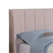Pevy Queen Size Bed-Tufted Wingback in Light Pink Velvetlike Upholstery
