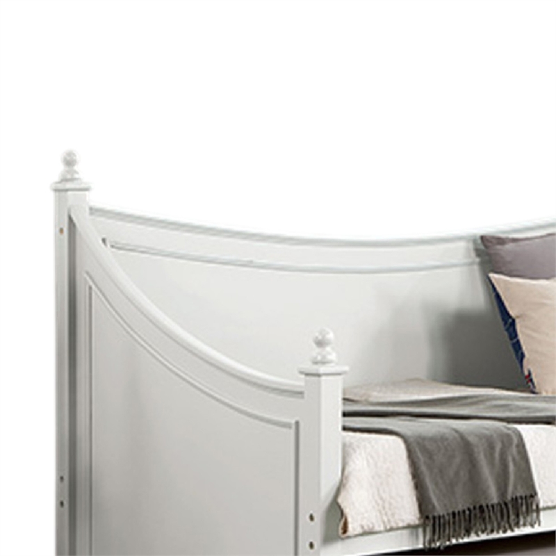 Kiki Twin Size Daybed w Trundle-Molded Details White Solid Wood