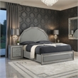 Cyl King Bed-Metallic Gray-Scale Molded Trim-Rubberwood-LED Lit