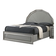 Cyl Queen Bed-Metallic Gray-Scale Molded Trim-Rubberwood-LED Lit