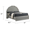 Cyl Queen Bed-Metallic Gray-Scale Molded Trim-Rubberwood-LED Lit