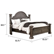 Akia King Bed-Gray Solid Wood-Classic Reeded Posts-Molded Trim