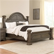 Akia King Bed-Gray Solid Wood-Classic Reeded Posts-Molded Trim