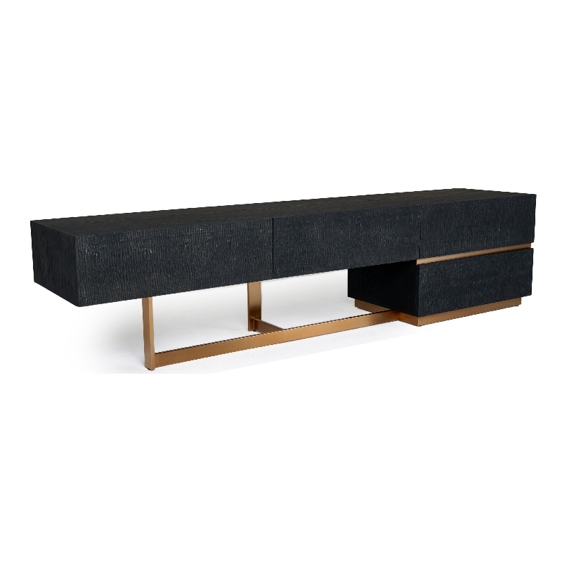 Cid Jim TV Stand Media Entertainment Center-4 Drawer-Black-Gold-82 Inch
