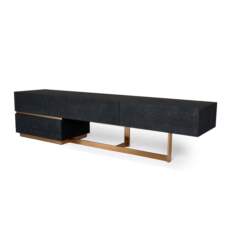 Cid Jim TV Stand Media Entertainment Center-4 Drawer-Black-Gold-82 Inch