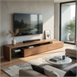 Jonae TV Stand Media Center-118 Inch Walnut Brown-2 Shelves-4 Drawers