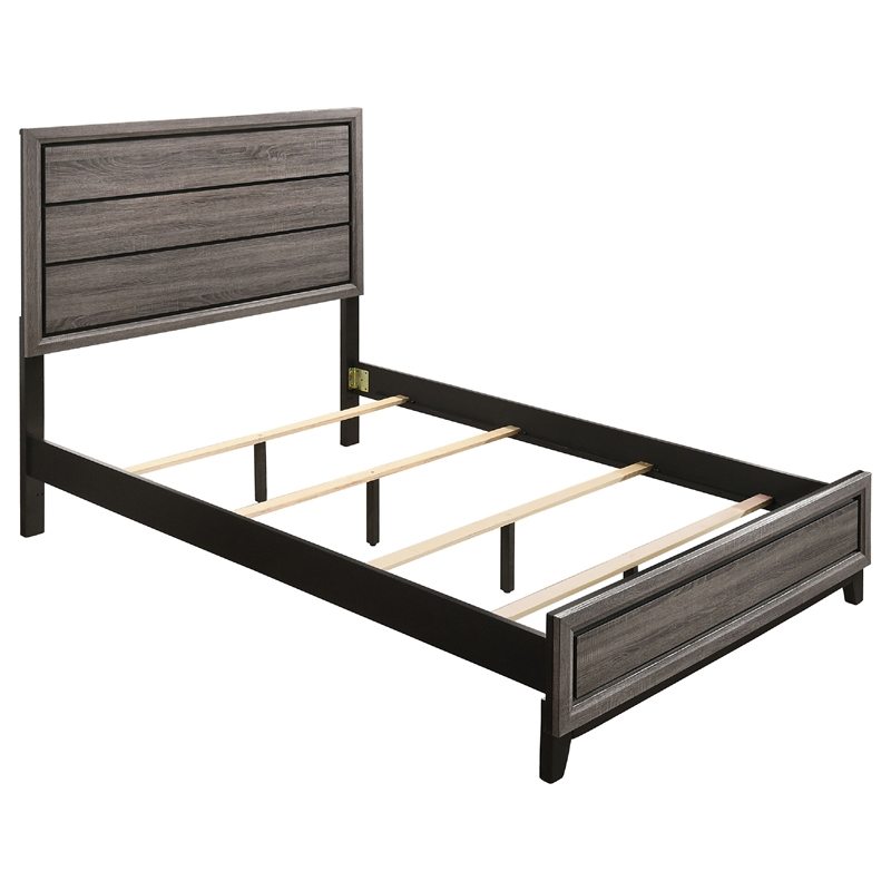 Mela 5pc Full Bed Set-Nightstand Dresser Chest and Mirror-Oak Gray