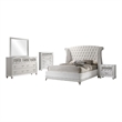 Dini Glam 5pc Queen Bedroom Set-Tufted Wingback in White Velvet