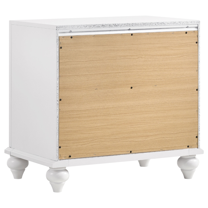 Dini Glam 5pc Queen Bedroom Set-Tufted Wingback in White Velvet