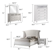 Dini Glam 5pc Queen Bedroom Set-Tufted Wingback in White Velvet