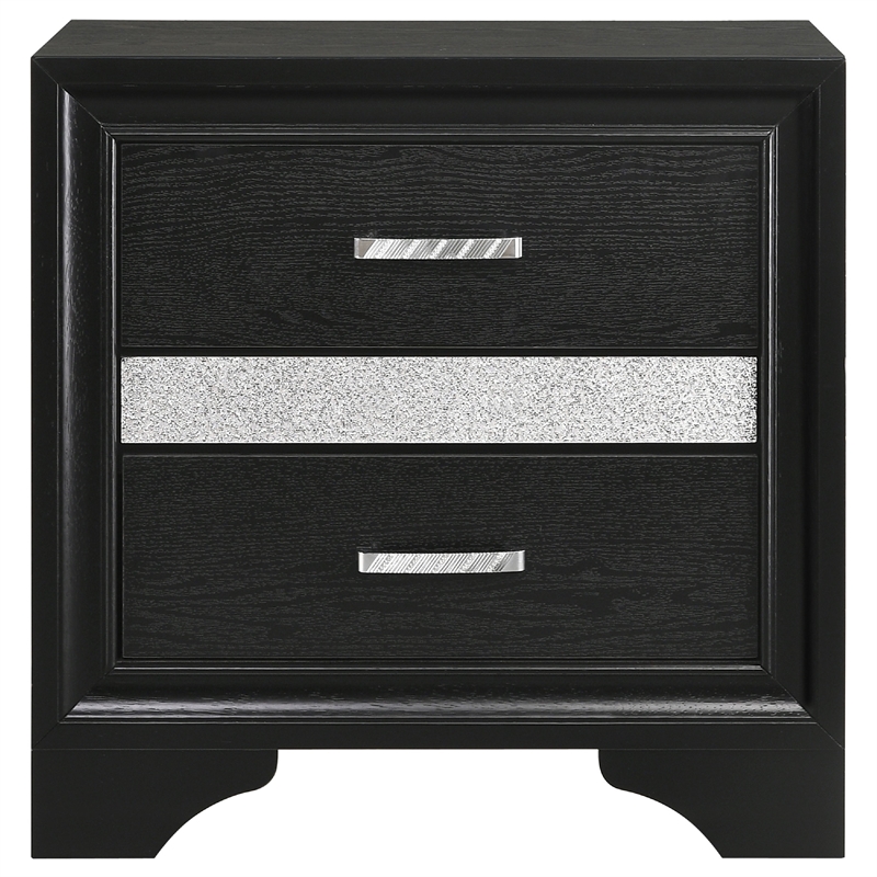 Vino Black 4 Piece King Bed Set with Storage-Dressers-Glitter Accent