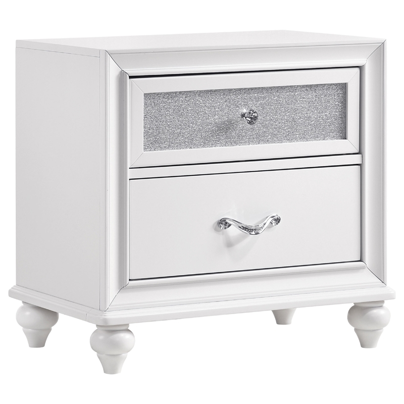 Dini Glam 4pc Cal King Bedroom Set-Tufted Wingback in White Velvet