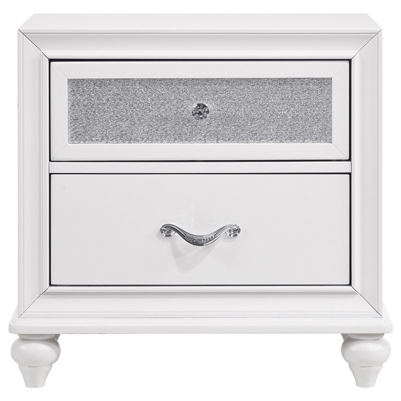Dini Glam 4pc Cal King Bedroom Set-Tufted Wingback in White Velvet