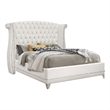 Dini Glam 4pc Cal King Bedroom Set-Tufted Wingback in White Velvet