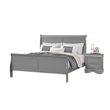 4pc Queen Bedroom Set with Nightstand Dresser and Mirror-Neutral Gray